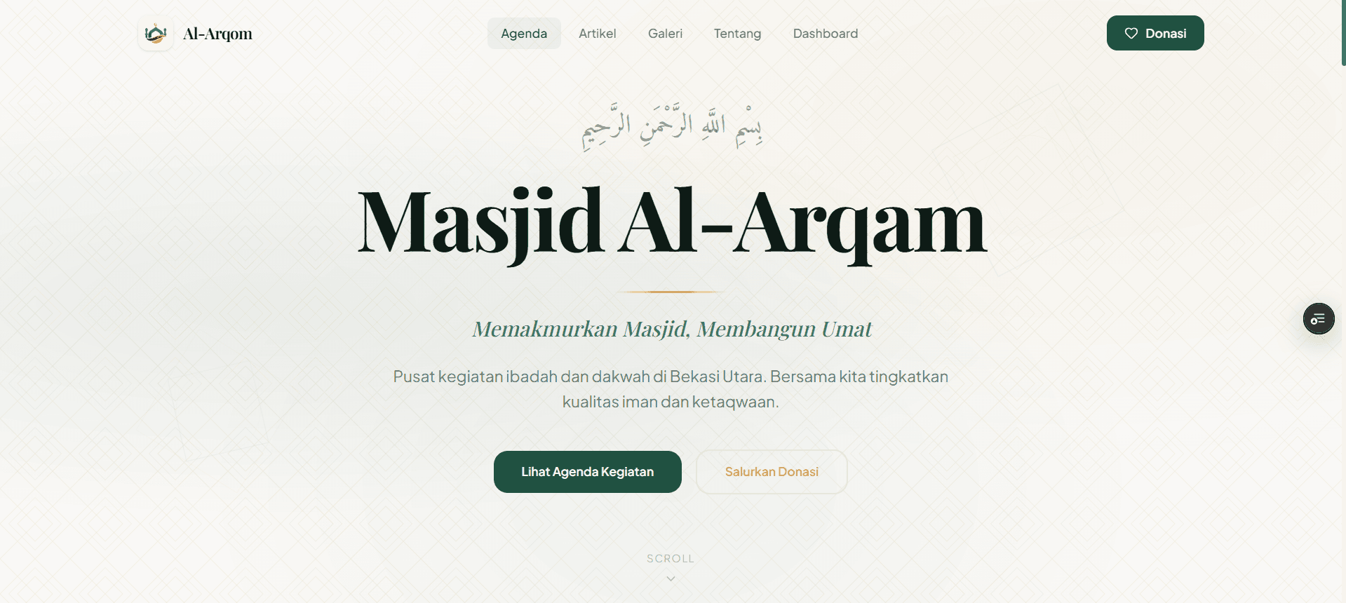 Website Masjid Al Arqam Bekasi Utara